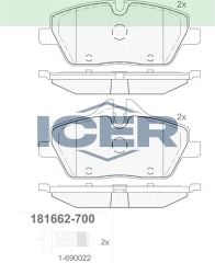 ICER FREN BALATA ON BMW 1 SERISI (E87) 116 i 2003-2012 / 118 i 2003-2012/ 118 D 2003-2012 / MINI COOPER ONE 1.6i 2010-/ MINI COOPER ONE 1.6i 2010-/ MINI COOPER ONE 1.6 D 2010- 34106874809