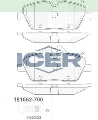 ICER FREN BALATA ON BMW 1 SERISI (E87) 116 i 2003-2012 / 118 i 2003-2012/ 118 D 2003-2012 / MINI COOPER ONE 1.6i 2010-/ MINI COOPER ONE 1.6i 2010-/ MINI COOPER ONE 1.6 D 2010- 34106874809