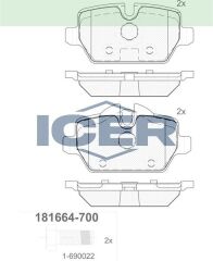 ICER FREN BALATA ARKA BMW 1 SERISI (E87) 116 i 2003-2012/ 118 i 2003-2012/ 120 i 2003-2012/ 1 SERISI (E81) 118 i 2004-2012/ 3 SERISI (E90) 316 Ti 2005-2011/ 318 CL 2005-2011/ 318 D 2005-2011 34121288889