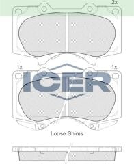 ICER FREN BALATA ON TOYOTA HI-LUX VIII REVO PICK UP 2.4 D 4X2 ESPLI 2015- / HI-LUX PICK UP 2.5 D 2005-2008 / LAND CRUISER (J12) 3.0D -4.0i 2002-2008/ MITSUBISHI PAJERO IV 3.2 TD 2007- 4605A472