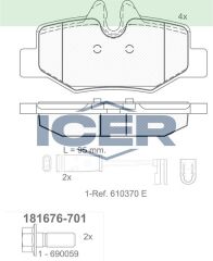 ICER FREN BALATA ARKA FISLI MERCEDES VITO (W639) 115 CDI 2003-2014 / VITO (W639) 110 CDI 2003-2014 / VIANO (W639) 2.2 CDI 2003-2014 / VIANO (W639) 2.0 CDI 03-2014 0004216210