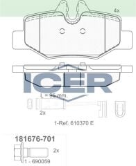 ICER FREN BALATA ARKA FISLI MERCEDES VITO (W639) 115 CDI 2003-2014 / VITO (W639) 110 CDI 2003-2014 / VIANO (W639) 2.2 CDI 2003-2014 / VIANO (W639) 2.0 CDI 03-2014 0004216210