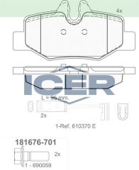 ICER FREN BALATA ARKA FISLI MERCEDES VITO (W639) 115 CDI 2003-2014 / VITO (W639) 110 CDI 2003-2014 / VIANO (W639) 2.2 CDI 2003-2014 / VIANO (W639) 2.0 CDI 03-2014 0004216210