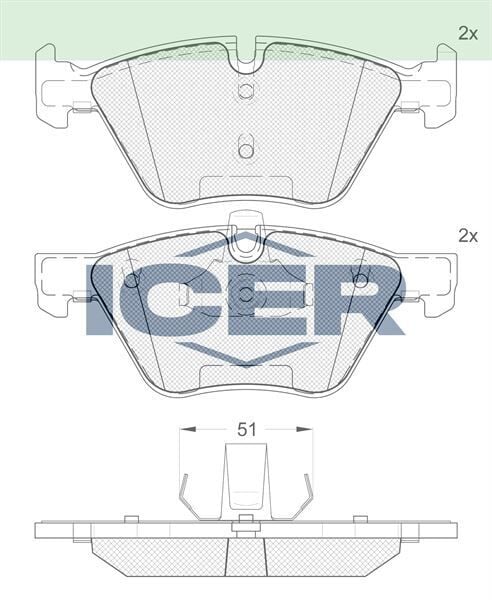 ICER FREN BALATA ON BMW 5 SERISI (E60) 520 D 2003-2010/ 5 SERISI (E60) 520 i 2003-2010/ 3 SERISI (E90) 320 D 2005-2011/ 3 SERISI (E90) 316 i 2005-2011/ 3 SERISI (E90) 325 i 2005-2011 34116763617