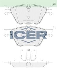 ICER FREN BALATA ON BMW 5 SERISI (E60) 520 D 2003-2010/ 5 SERISI (E60) 520 i 2003-2010/ 3 SERISI (E90) 320 D 2005-2011/ 3 SERISI (E90) 316 i 2005-2011/ 3 SERISI (E90) 325 i 2005-2011 34116763617