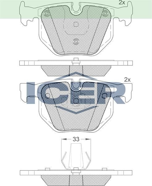 ICER FREN BALATA ARKA BMW X5 (E70) 3.0 SI 2007-2012 / (E70) 3.0 D 2007-2012 / (E70) 4.8i 2007-2012 / (E70) 4.4i 2007-2012 / (E70) 3.5 XD 2007-2012 34211162862