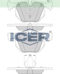 ICER FREN BALATA ARKA BMW X5 (E70) 3.0 SI 2007-2012 / (E70) 3.0 D 2007-2012 / (E70) 4.8i 2007-2012 / (E70) 4.4i 2007-2012 / (E70) 3.5 XD 2007-2012 34211162862