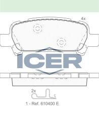 ICER FREN BALATA ARKA SUBARU FORESTER (SG) 2.0i 14.50mm 2002-2007 26296FC002