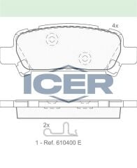 ICER FREN BALATA ARKA SUBARU FORESTER (SG) 2.0i 14.50mm 2002-2007 26296FC002
