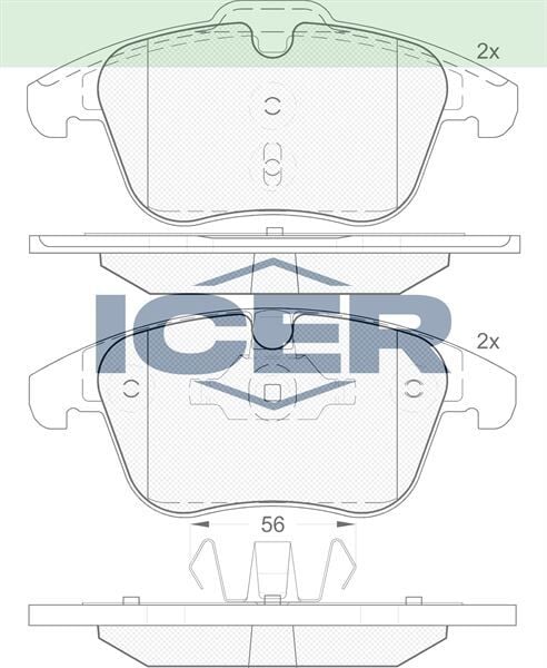 ICER FREN BALATA ON FISLI CITROEN C5 III 1.6 HDI 2008-2015/ MONDEO IV 2.0i 2007-2014/ MONDEO IV 1.6 TDCI 2007-2014/ FREELANDER II 2.2 TD4 2006-2014/ S60 II 1.6 D 2010-/ JAGUAR XK 4.2i 2006- 1379971