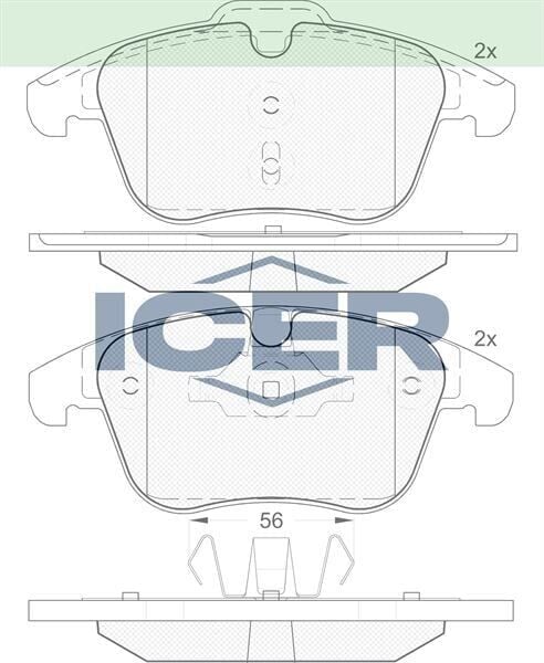ICER FREN BALATA ON FISLI CITROEN C5 III 1.6 HDI 2008-2015/ MONDEO IV 2.0i 2007-2014/ MONDEO IV 1.6 TDCI 2007-2014/ FREELANDER II 2.2 TD4 2006-2014/ S60 II 1.6 D 2010-/ JAGUAR XK 4.2i 2006- 1379971
