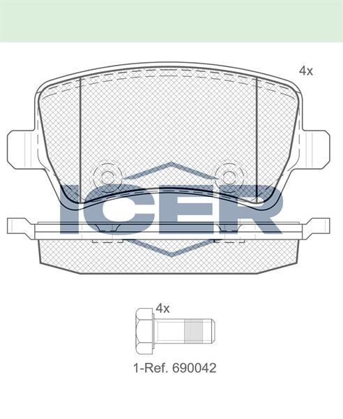 ICER BALATA ARKA VOLVO XC70 II 2.4 D5 2007-/ S80 II 2.4 D 2006-/ S80 II 3.0i T6 2006-/ V70 III 2.0 D 2006-/ S60 II 2.0 2010-/ S60 II 1.6 D 2010-/L.ROVER EVOQUE 2.0 4X4 2011-/EVOQUE 2.2 4X4 2011- 1426143