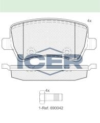 ICER BALATA ARKA VOLVO XC70 II 2.4 D5 2007-/ S80 II 2.4 D 2006-/ S80 II 3.0i T6 2006-/ V70 III 2.0 D 2006-/ S60 II 2.0 2010-/ S60 II 1.6 D 2010-/L.ROVER EVOQUE 2.0 4X4 2011-/EVOQUE 2.2 4X4 2011- 1426143