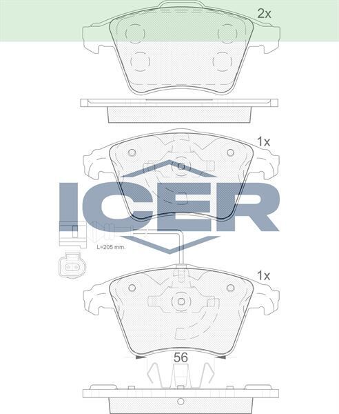ICER FREN BALATA ON FISLI VOLKSWAGEN TRANSPORTER V 1.9 TDI 2003-2011 / TRANSPORTER V 2.5 TDI 2003-2011 / TRANSPORTER VI 2.0 TDI 2009- / TRANSPORTER VI 2.0 TDI BITDI 2009- 7L6698151B