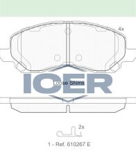 ICER FREN BALATA ON IKAZLI MITSUBISHI LANCER VII 1.6 2003-2007/ LANCER 2.0 2007-/LANCER 1.8 2007-/ ASX 1.6 16 JANT 2010-/ ASX 1.8 4X4 16 JANT 2010-/ JEEP COMPASS 2.0 CRD 2006-/ COMPASS 2.4i 2006- 5191231AA