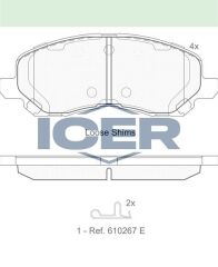 ICER FREN BALATA ON IKAZLI MITSUBISHI LANCER VII 1.6 2003-2007/ LANCER 2.0 2007-/LANCER 1.8 2007-/ ASX 1.6 16 JANT 2010-/ ASX 1.8 4X4 16 JANT 2010-/ JEEP COMPASS 2.0 CRD 2006-/ COMPASS 2.4i 2006- 5191231AA
