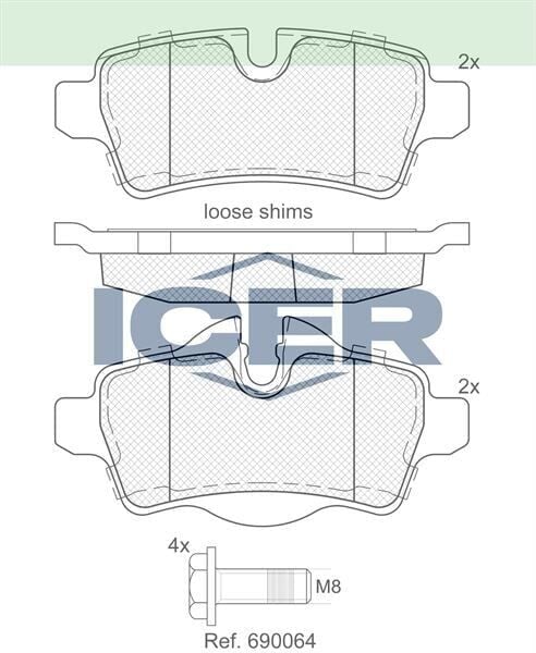 ICER FREN BALATA ARKA MINI CLUBMAN (R55) 1.6 D 2007-/ 1.6 D 2007- / MINI COOPER (R56) 1.6i 2006-2013/ MINI COOPER S (R56) 1.6i 2006-2013 3421289155