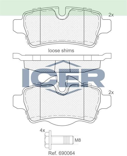 ICER FREN BALATA ARKA MINI CLUBMAN (R55) 1.6 D 2007-/ 1.6 D 2007- / MINI COOPER (R56) 1.6i 2006-2013/ MINI COOPER S (R56) 1.6i 2006-2013 3421289155