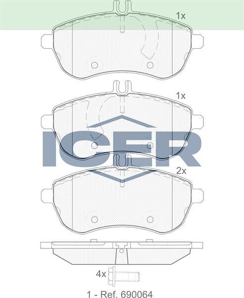 ICER BALATA ON MERCEDES C SERISI (W204) C 180 2007-2014/ C 200 CDI 2007-2014/ C 200 2007-2014/ C 220 CDI 2007-2014/ C SERISI (S204) C 200 CDI 2007-/ C 200 2007-/ C 220 CDI 2007-/C 250 CDI 2007- A0054200820