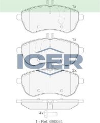 ICER BALATA ON MERCEDES C SERISI (W204) C 180 2007-2014/ C 200 CDI 2007-2014/ C 200 2007-2014/ C 220 CDI 2007-2014/ C SERISI (S204) C 200 CDI 2007-/ C 200 2007-/ C 220 CDI 2007-/C 250 CDI 2007- A0054200820