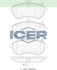 ICER BALATA ON MERCEDES C SERISI (W204) C 180 2007-2014/ C 200 CDI 2007-2014/ C 200 2007-2014/ C 220 CDI 2007-2014/ C SERISI (S204) C 200 CDI 2007-/ C 200 2007-/ C 220 CDI 2007-/C 250 CDI 2007- A0054200820