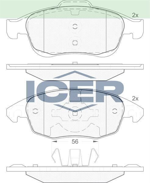ICER .BALATA ON PEUGEOT PARTNER TEPEE 1.6 HDI 75 HP 2008-/CITROEN BERLINGO 1.6 HDI 2008-/ C4 G.PICASSO 1.6 HDI 2006-/ C4 PICASSO 1.6 HDI 2006-2013/ C4 1.6 HDI 2009-/ DS4 1.6 E-HDI 2011-/ C4 1.6 2009- 425361