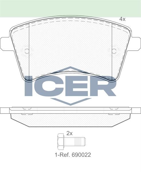 ICER FREN BALATA ON RENAULT KANGOO (KW0/1) 1.5 DCI 2008- / MERCEDES CITAN (415) 109 CDI 2012- / CITAN (415) 108 CDI 2012- 410601334R