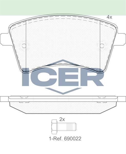 ICER FREN BALATA ON RENAULT KANGOO (KW0/1) 1.5 DCI 2008- / MERCEDES CITAN (415) 109 CDI 2012- / CITAN (415) 108 CDI 2012- 410601334R