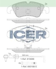 ICER FREN BALATA ON AUDI A5 (8T3) 3.0 TDI 2007-2017/ 3.2 FSI 2007-2017/ 2.0 TFSI 2007-2017/ Q5 (8R) 2.0 TFSI 2008-/ 2.0 TDI 2008-/ A5 (8T3) 1.8 TFSI 2007-2017 / BMW 7 SERISI 730 D 2009-/740 D 2009- 1551486