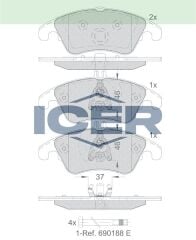 ICER BALATA ON MERCEDES C SERISI (W204) C 220CDI 2007-2014/ C 320CDI 2007-/ E SERISI (W212) E 180 2009-/ E 200 2009-/ E 220CDI 2009-/ E 250CDI 2009-/ CLS (C218) CLS350 CDI 2012-/CLS 250 CD 2012- 0054201020