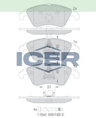ICER BALATA ON MERCEDES C SERISI (W204) C 220CDI 2007-2014/ C 320CDI 2007-/ E SERISI (W212) E 180 2009-/ E 200 2009-/ E 220CDI 2009-/ E 250CDI 2009-/ CLS (C218) CLS350 CDI 2012-/CLS 250 CD 2012- 0054201020