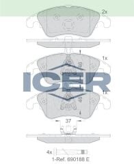 ICER BALATA ON MERCEDES C SERISI (W204) C 220CDI 2007-2014/ C 320CDI 2007-/ E SERISI (W212) E 180 2009-/ E 200 2009-/ E 220CDI 2009-/ E 250CDI 2009-/ CLS (C218) CLS350 CDI 2012-/CLS 250 CD 2012- 0054201020