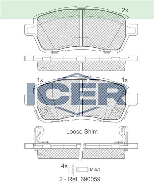 ICER FREN BALATA ON FORD FIESTA VI 2008-2017 / DAIHATSU MATERIA 2006-/ SIRION 2005-/ MAZDA 2 1.5i 2007-2015 / SUZUKI BALENO 2016-/ SWIFT IV-V 2010- 04465B1120