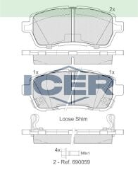 ICER FREN BALATA ON FORD FIESTA VI 2008-2017 / DAIHATSU MATERIA 2006-/ SIRION 2005-/ MAZDA 2 1.5i 2007-2015 / SUZUKI BALENO 2016-/ SWIFT IV-V 2010- 04465B1120