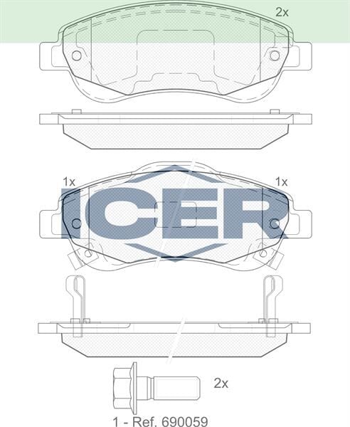 ICER FREN BALATA ON IKAZLI HONDA CR-V III 2.0 I-VTEC 2006-2012 /CR-V III 2.2i CTDI 2006-2012 / CR-V IV 1.6i DTEC 2012-2014 /CR-V IV 2.0 2012-2014 /CR-V IV 2.2i 2012-2014 45022SWWG00