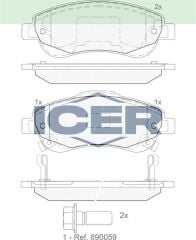 ICER FREN BALATA ON IKAZLI HONDA CR-V III 2.0 I-VTEC 2006-2012 /CR-V III 2.2i CTDI 2006-2012 / CR-V IV 1.6i DTEC 2012-2014 /CR-V IV 2.0 2012-2014 /CR-V IV 2.2i 2012-2014 45022SWWG00