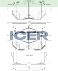 ICER FREN BALATA ARKA TOYOTA COROLLA (E15_) 1.6 VVT-I 2007-2012 / AURIS (ZRE15) 1.6 VVT-I 2007-2012 / YARIS (P9) 1.0 VVT-I 2006-2010 0446612190