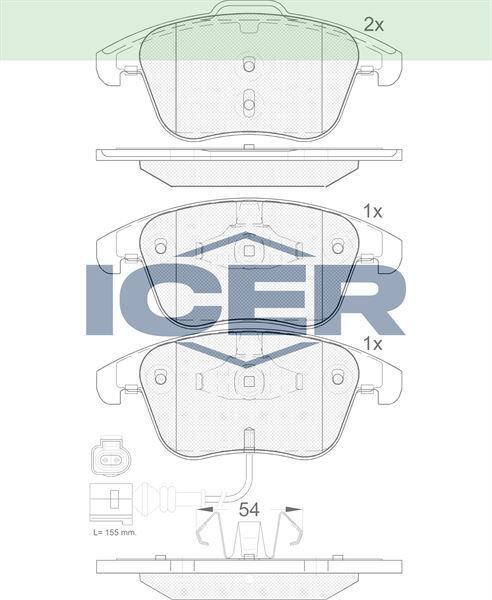 ICER FREN BALATA ON FISLI VOLKSWAGEN TIGUAN (5N_) 1.4 TSI 2007-2016 / TIGUAN (5N_) 2.0 TDI 2007-2016/ TIGUAN (5N_) 2.0 FSI 2007-2016/ AUDI Q3 (8U) 2.0 TDI 2011-/ Q3 (8U) 1.4 TFSI 2011- 1K0698151C
