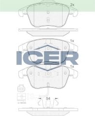 ICER FREN BALATA ON FISLI VOLKSWAGEN TIGUAN (5N_) 1.4 TSI 2007-2016 / TIGUAN (5N_) 2.0 TDI 2007-2016/ TIGUAN (5N_) 2.0 FSI 2007-2016/ AUDI Q3 (8U) 2.0 TDI 2011-/ Q3 (8U) 1.4 TFSI 2011- 1K0698151C