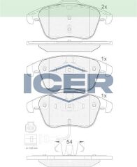 ICER FREN BALATA ON FISLI VOLKSWAGEN TIGUAN (5N_) 1.4 TSI 2007-2016 / TIGUAN (5N_) 2.0 TDI 2007-2016/ TIGUAN (5N_) 2.0 FSI 2007-2016/ AUDI Q3 (8U) 2.0 TDI 2011-/ Q3 (8U) 1.4 TFSI 2011- 1K0698151C