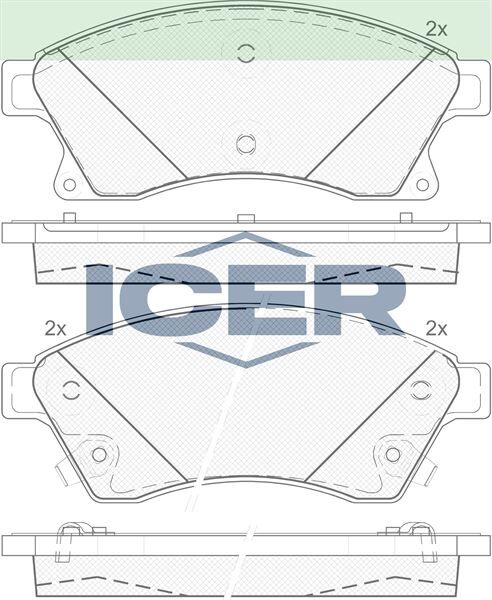 ICER FREN BALATA ON IKAZLI OPEL ASTRA J 1.3 CDTI 15 JANT 19.00mm 2009-2016 / 1.4i 2009-2016 /1.6i 2009-2016/CRUZE (J300) 1.6 2009-2014 /CRUZE (J305) 1.6 2011-2014/AVEO (T300) 1.2 16v 2011-2014 13374966