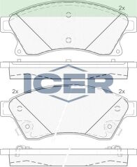 ICER FREN BALATA ON IKAZLI OPEL ASTRA J 1.3 CDTI 15 JANT 19.00mm 2009-2016 / 1.4i 2009-2016 /1.6i 2009-2016/CRUZE (J300) 1.6 2009-2014 /CRUZE (J305) 1.6 2011-2014/AVEO (T300) 1.2 16v 2011-2014 13374966