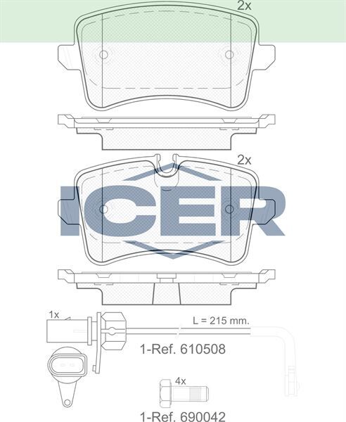 ICER .BALATA ARKA FISLI AUDI A6 (4G2,C7) 2.0 TFSI 2010-/ 3.0 TDI 2010-/ 2.0 TDI 2010-/ A7 (4GA) 2.8 FSI 2010-/ 3.0 TDI 2010-/ A8 (4H_) 3.0 TFSI 2009-/ 3.0 TDI 2009-/ PORSCHE MACAN (95B) 2.0 2014- 4G0698451H
