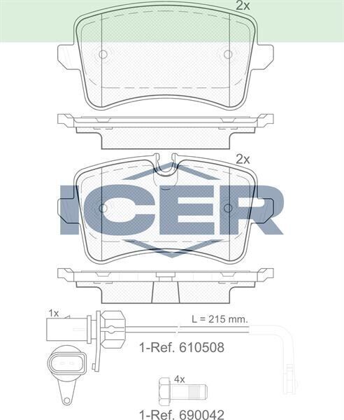 ICER .BALATA ARKA FISLI AUDI A6 (4G2,C7) 2.0 TFSI 2010-/ 3.0 TDI 2010-/ 2.0 TDI 2010-/ A7 (4GA) 2.8 FSI 2010-/ 3.0 TDI 2010-/ A8 (4H_) 3.0 TFSI 2009-/ 3.0 TDI 2009-/ PORSCHE MACAN (95B) 2.0 2014- 4G0698451H