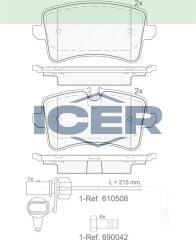 ICER .BALATA ARKA FISLI AUDI A6 (4G2,C7) 2.0 TFSI 2010-/ 3.0 TDI 2010-/ 2.0 TDI 2010-/ A7 (4GA) 2.8 FSI 2010-/ 3.0 TDI 2010-/ A8 (4H_) 3.0 TFSI 2009-/ 3.0 TDI 2009-/ PORSCHE MACAN (95B) 2.0 2014- 4G0698451H