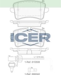 ICER .BALATA ARKA FISLI AUDI A6 (4G2,C7) 2.0 TFSI 2010-/ 3.0 TDI 2010-/ 2.0 TDI 2010-/ A7 (4GA) 2.8 FSI 2010-/ 3.0 TDI 2010-/ A8 (4H_) 3.0 TFSI 2009-/ 3.0 TDI 2009-/ PORSCHE MACAN (95B) 2.0 2014- 4G0698451H