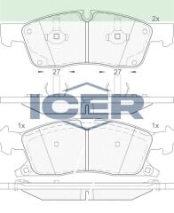 ICER FREN BALATA ON MERCEDES M SERISI (W166) ML 250 CDI 2011- / M SERISI (W166) ML 350 2011- 68052369AA