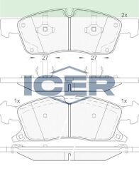 ICER FREN BALATA ON MERCEDES M SERISI (W166) ML 250 CDI 2011- / M SERISI (W166) ML 350 2011- 68052369AA