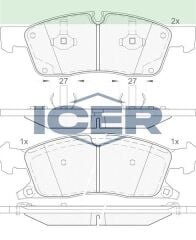 ICER FREN BALATA ON MERCEDES M SERISI (W166) ML 250 CDI 2011- / M SERISI (W166) ML 350 2011- 68052369AA