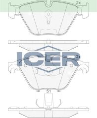 ICER FREN BALATA ON BMW 5 SERISI (F10) 528 i 2010- / (F10) 530 i 2010- / (F10) 535 i 2010- / (F10) 525 D 2010- 34106880754